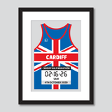 Cardiff Marathon union jack personal best vest print