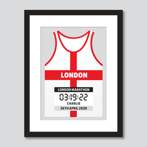 London Marathon England Flag personal best vest print