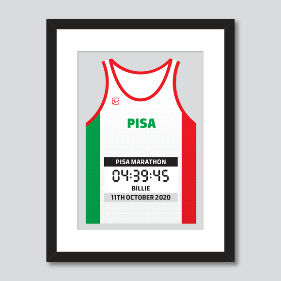 Pisa Marathon Italian flag personal best vest print 