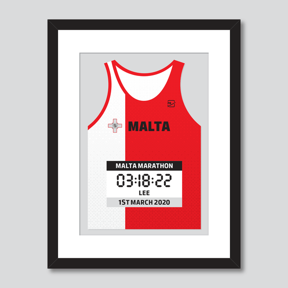 Malta Marathon personal best vest print 