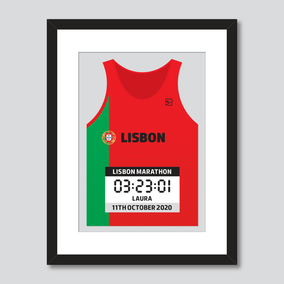 Lisbon Marathon Portuguese flag personal best vest print 