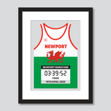 Newport Marathon Welsh flag personal best vest print