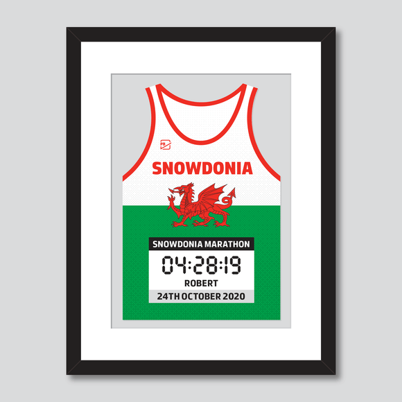 Snowdonia Marathon Welsh flag personal best vest print